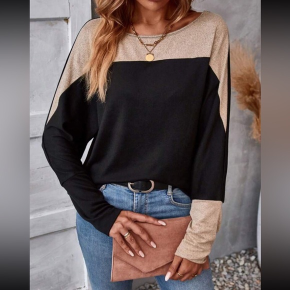 Boho two tone batwing sleeve blouse - Picture 6 of 6